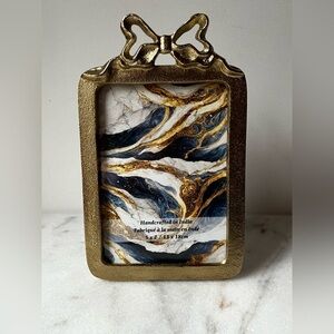 Gold metal bow on top Photo Frame for 5”x7” Victorian style
